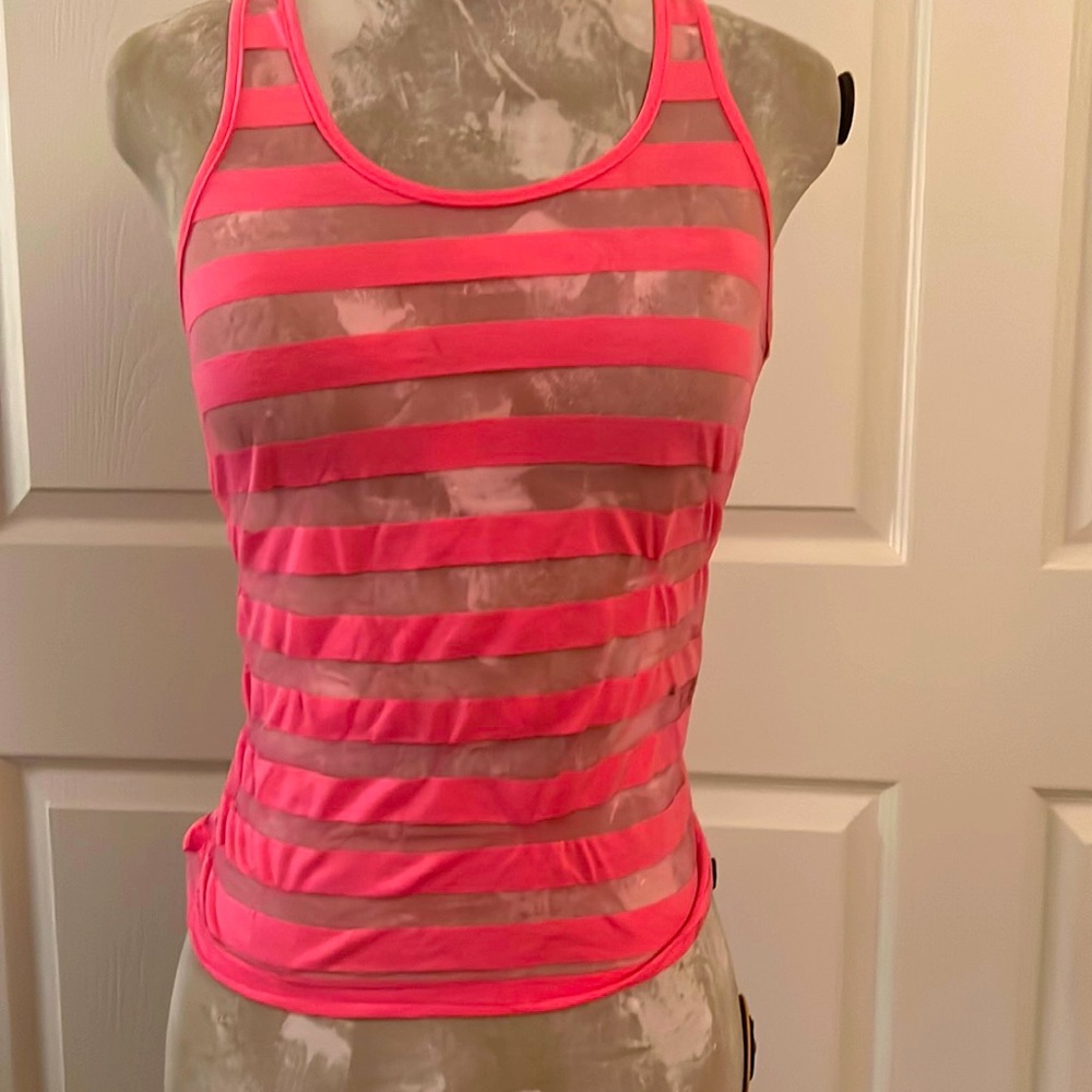 Sheer Hot Pink Striped Tank Top
